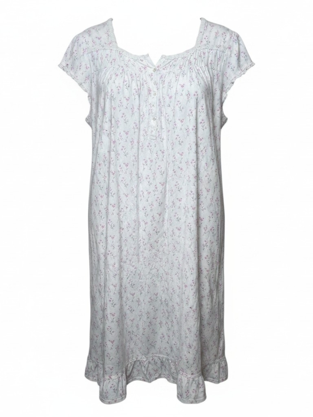 EILEEN WEST | Pink Ditsy Floral Cotton Modest Waltz Length Nightgown | 3X